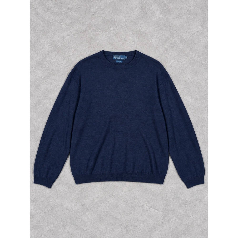 Polo Ralph Lauren Linen Crewneck Sweater Mens XL Navy Blue Pullover Heritage